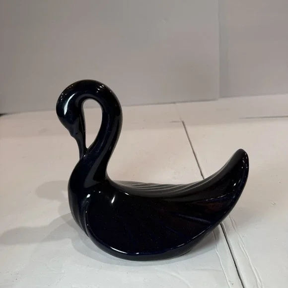 Vintage Aqua Swan Mid Century Modern Cobalt Blue Ceramic Decor Grandma Core 60s - Picture 7 of 7